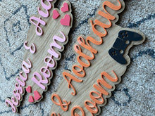 Load image into Gallery viewer, (Two names) Personalised wooden & acrylic children’s room sign