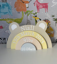 Load image into Gallery viewer, Bear Birth Details Stacker