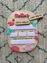 Load image into Gallery viewer, First/last Day of school sign - pink dinosaurs