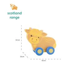 Load image into Gallery viewer, Highland Cow Wooden Push Toy