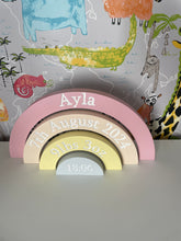 Load image into Gallery viewer, Pink Pastel Birth Details Rainbow