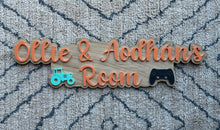 Load image into Gallery viewer, (Two names) Personalised wooden & acrylic children’s room sign