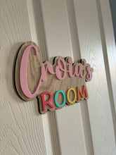 Load image into Gallery viewer, Personalised Wooden & Acrylic Name Sign for Children’s Room