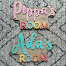 Load image into Gallery viewer, Personalised Wooden & Acrylic Name Sign for Children’s Room