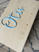 Load image into Gallery viewer, Star Detail Wooden Keepsake Box with acrylic name