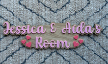 Load image into Gallery viewer, (Two names) Personalised wooden & acrylic children’s room sign