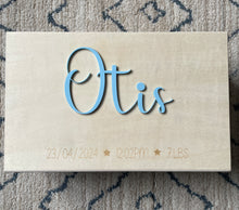 Load image into Gallery viewer, Star Detail Wooden Keepsake Box with acrylic name