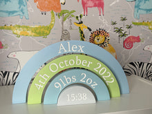 Load image into Gallery viewer, Blue Theme Birth Details Rainbow