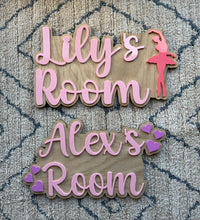 Load image into Gallery viewer, Personalised wooden & acrylic children’s room sign