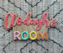 Load image into Gallery viewer, Personalised Wooden &amp; Acrylic Name Sign for Children’s Room
