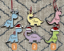 Load image into Gallery viewer, Personalised Festive Dinosaur Bauble
