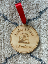 Load image into Gallery viewer, Personalised snow globe First Christmas decoration
