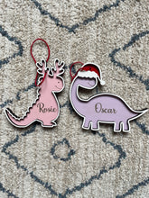Load image into Gallery viewer, Personalised Festive Dinosaur Bauble
