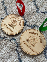 Load image into Gallery viewer, Personalised snow globe First Christmas decoration
