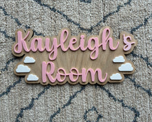 Load image into Gallery viewer, Personalised wooden &amp; acrylic children’s room sign
