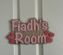 Load image into Gallery viewer, Personalised wooden &amp; acrylic children’s room sign
