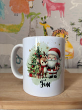 Load image into Gallery viewer, Personalised Christmas Santa &amp; Reindeer mug
