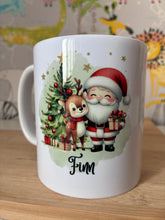 Load image into Gallery viewer, Personalised Christmas Santa &amp; Reindeer mug
