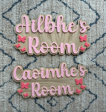 Load image into Gallery viewer, Personalised wooden &amp; acrylic children’s room sign
