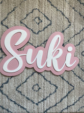 Load image into Gallery viewer, Acrylic wall name with wooden back

