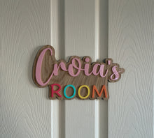 Load image into Gallery viewer, Personalised Wooden &amp; Acrylic Name Sign for Children’s Room
