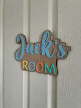 Load image into Gallery viewer, Personalised Wooden &amp; Acrylic Name Sign for Children’s Room

