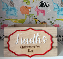 Load image into Gallery viewer, Christmas Eve Crate|Box with personalised plaque
