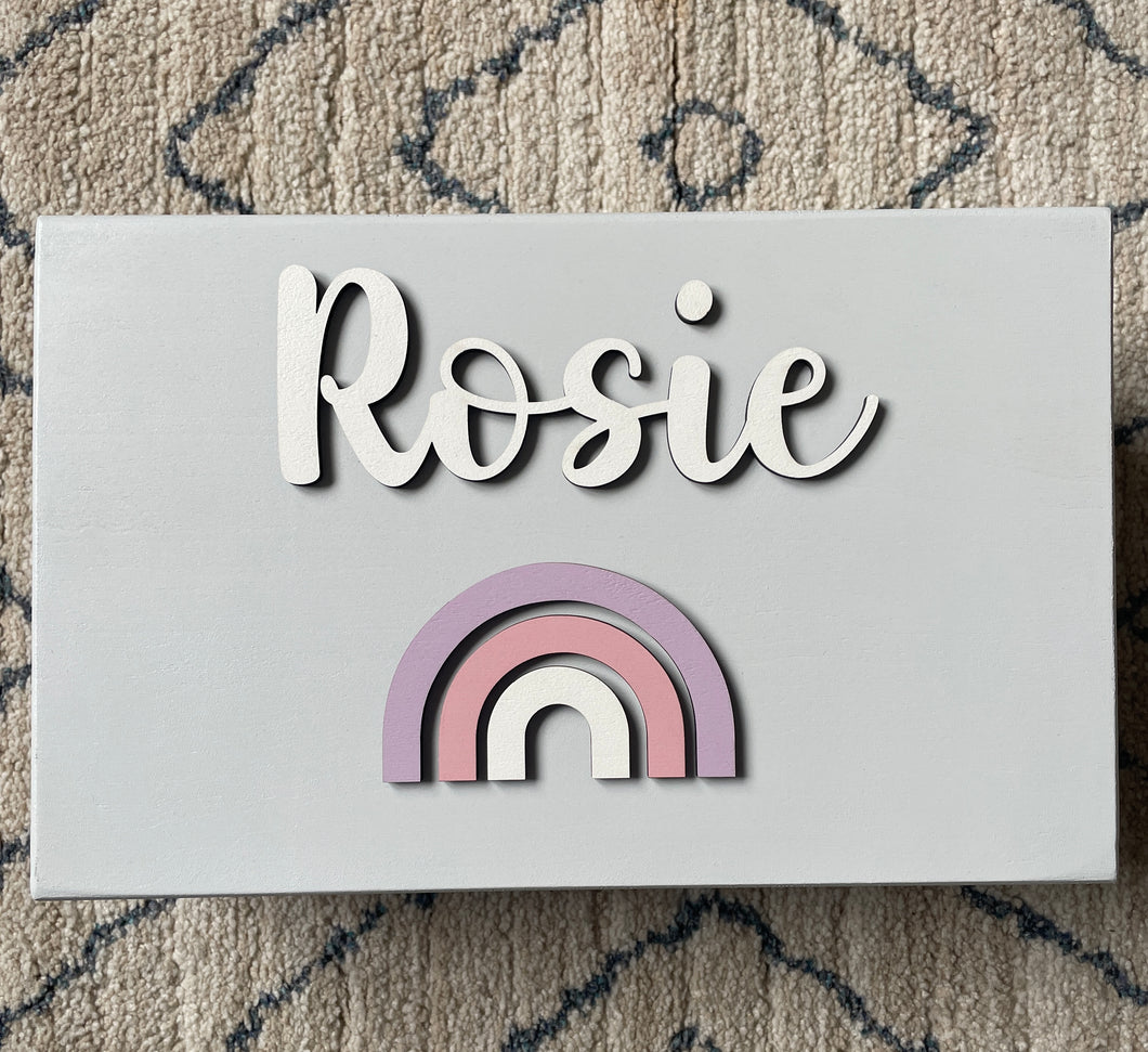 Pink Rainbow Wooden Keepsake Box