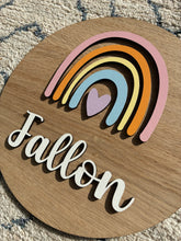 Load image into Gallery viewer, Pink Rainbow Round Oak Door/wall sign
