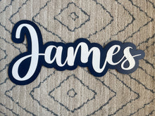 Load image into Gallery viewer, Acrylic wall name with wooden back
