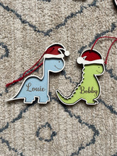 Load image into Gallery viewer, Personalised Festive Dinosaur Bauble
